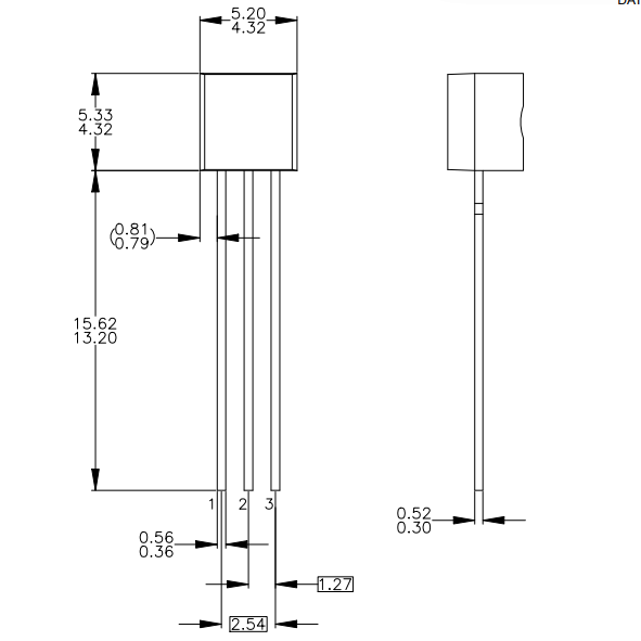 BC337 Package TO-92 dimension